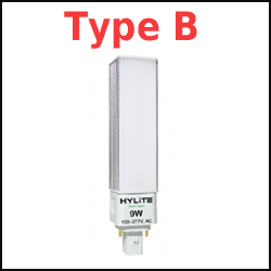 Type B LED PL retrofit lamps no ballast