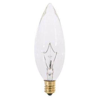 Satco A3684 60ST/CL Incandescent Clear B10 Torpedo Candelabra E12 Base
