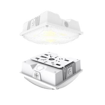 Keystone KT-CLED40PS-S1-8CSB-VDIM-W 8" Square White LED Canopy 40W/30W/20W 3000K-5000K