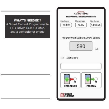Keystone KTLD-100-UV-SC3000-56-VDIM-U4 /USB SmartCurrent Programmable LED Driver