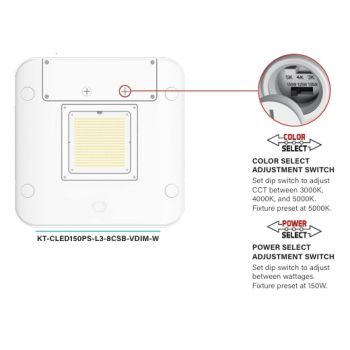 Keystone KT-CLED150PS-L3-8CSB-VDIM-W 15" LED Fuel Pump Canopy Fixture 150W/125W/100W 3000K-5000K