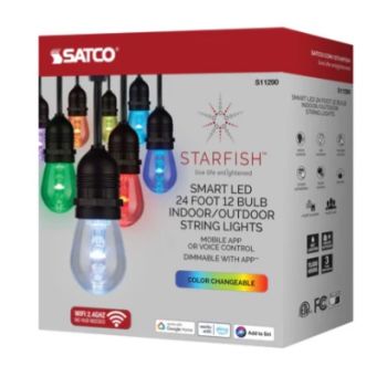 Satco S11290 24FT/LED/SL/S14/SF/RGBW/12 24' 12-Bulb RGBW LED Indoor/Outdoor String Lights