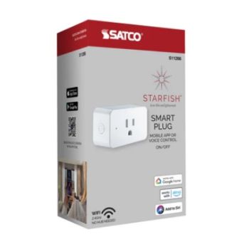 Satco Nuvo S11266 Starfish 15A 2-Inch Wi-Fi On/Off Non-Dimming Smart Plug Outlet