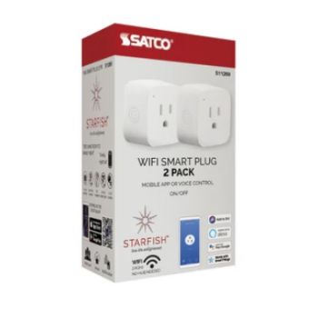 Satco Nuvo S11269 Starfish 10A Mini-Square Wi-Fi On/Off Smart Outlet 2-Pack