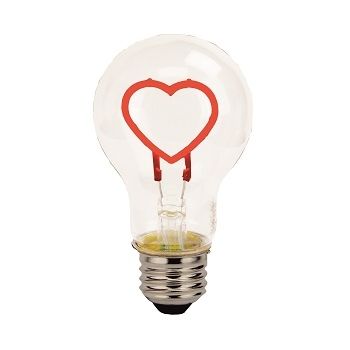 TCP FSA19HEARTRBD LED A19 Filament Heart Shape Base-Down Red E26 120V