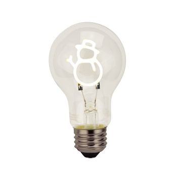 TCP FSA19SNOWMANBD LED A19 Filament Snowman Shape Base-Down White 120V