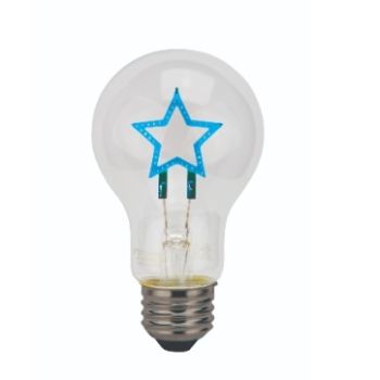 TCP FSA19STARBBD LED A19 Filament Blue Star Shape Base-Down 120V