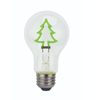 TCP FSA19XMTREEBD LED A19 Filament Green Xmas Tree Shape Base-Down 120V